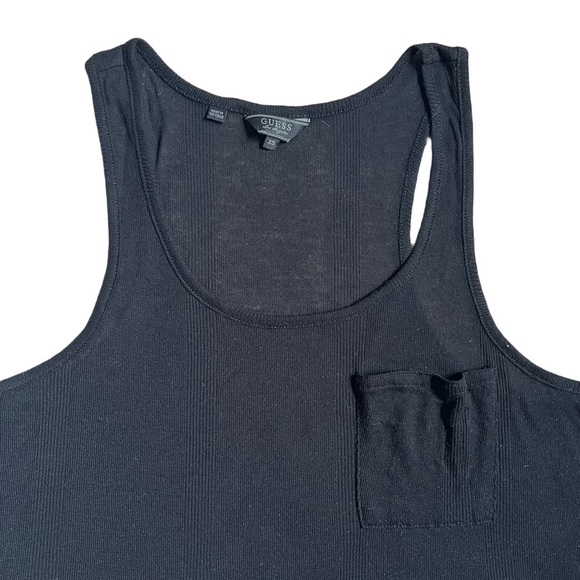 GUESS BLACK OVERSIZED FULL LENGTH TANK TOP WITH POCKET SIZE XS - Picture 3 of 6